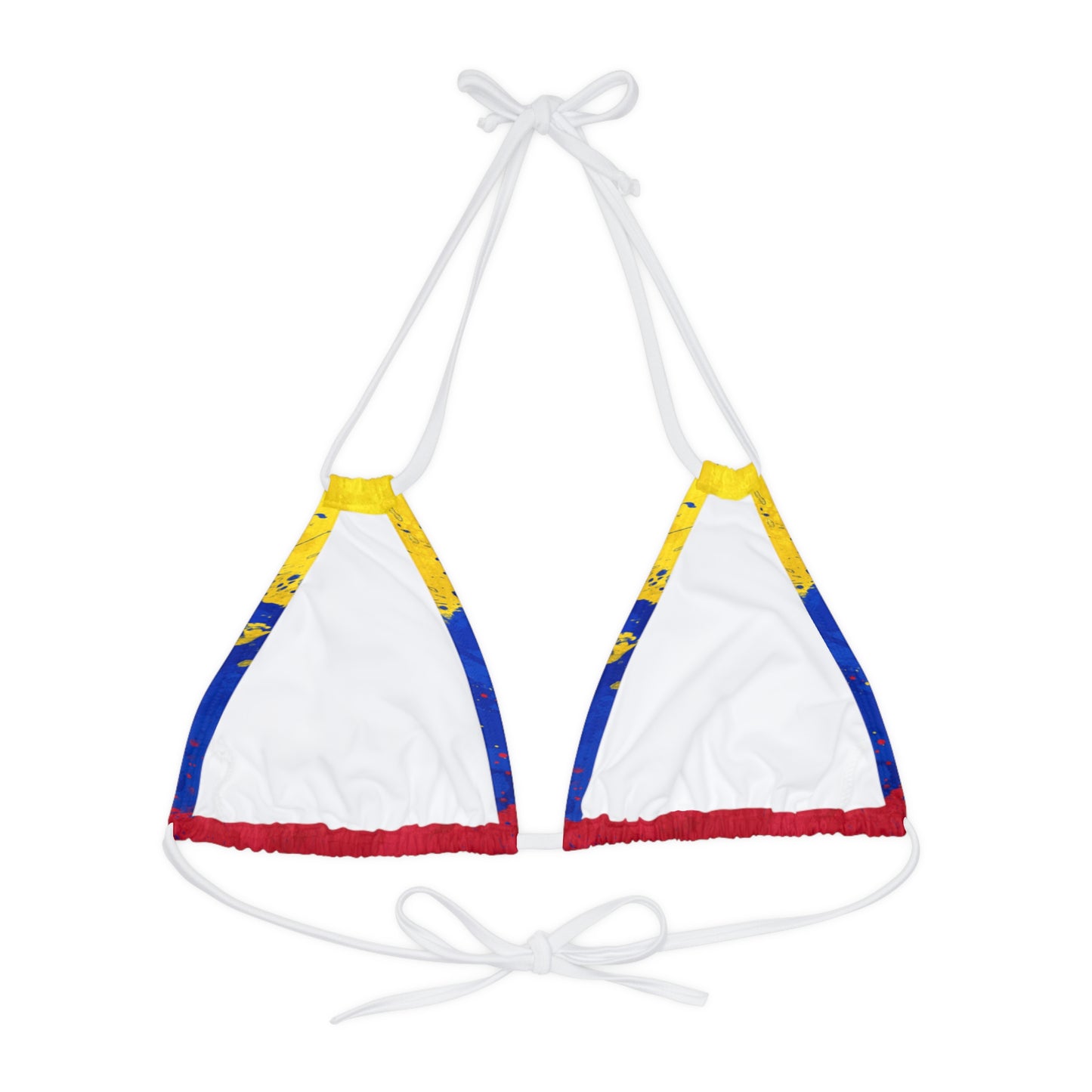 Top de bikini triangular con tiras (AOP)