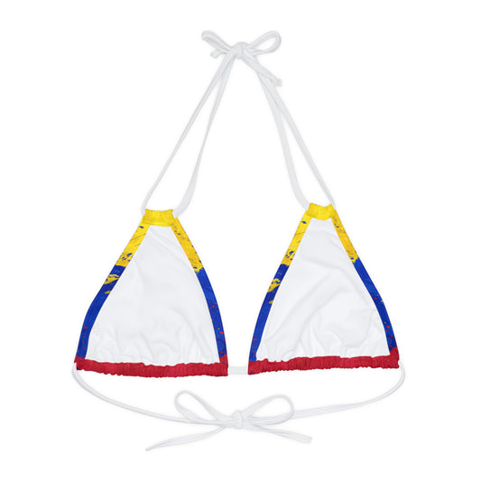 Top de bikini triangular con tiras (AOP)