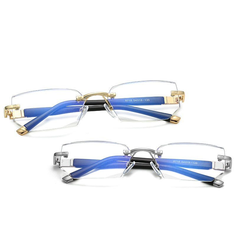 1pc Gafas De Lectura Sin Marco De Metal De Moda, Gafas Presbípicas Sin Marco, Diamante Artificial 1.5 2.5 3.0 1.0