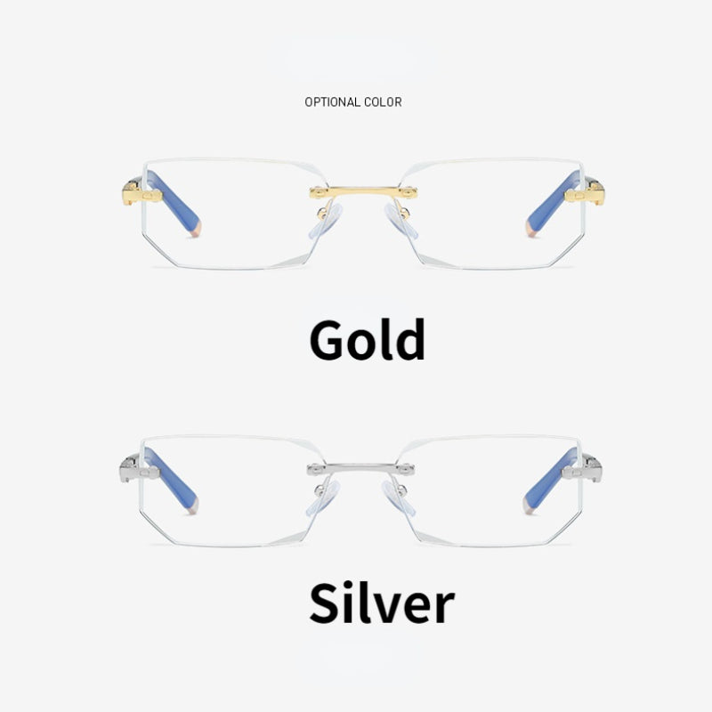 1pc Gafas De Lectura Sin Marco De Metal De Moda, Gafas Presbípicas Sin Marco, Diamante Artificial 1.5 2.5 3.0 1.0