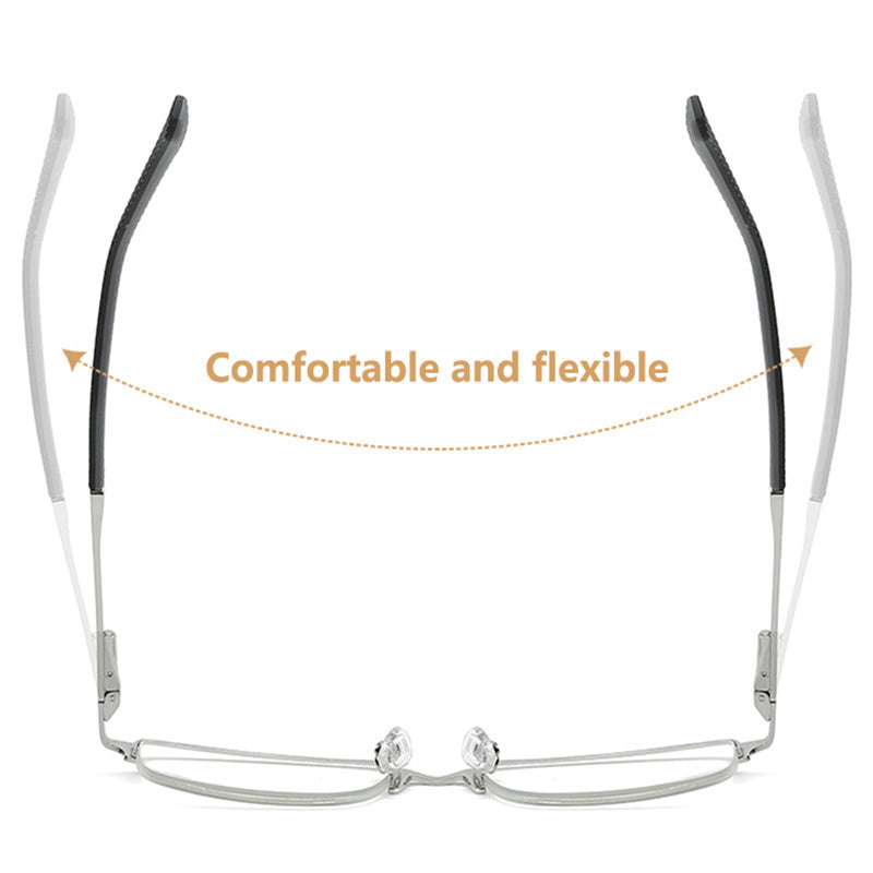Gafas De Lectura Para Hombres De Negocios Media Montura Antifatiga Para La Vista Cansada Marco De Metal