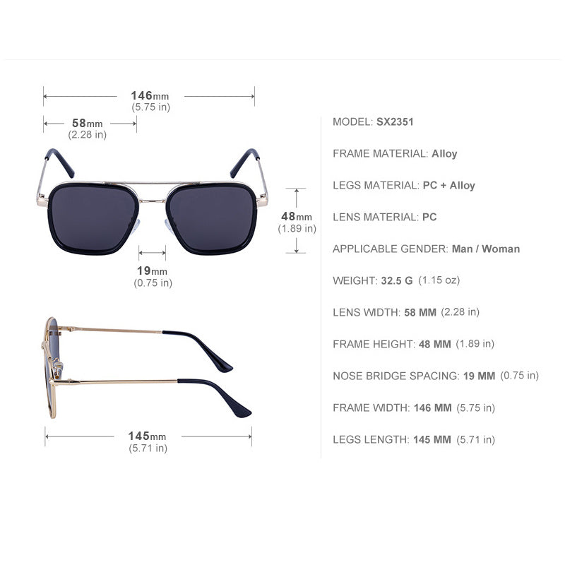 1pc Gafas De Sol Cuadradas De Estilo Punk Para Hombres, Gafas De Sol De Conducción De Doble Haz De Metal Vintage