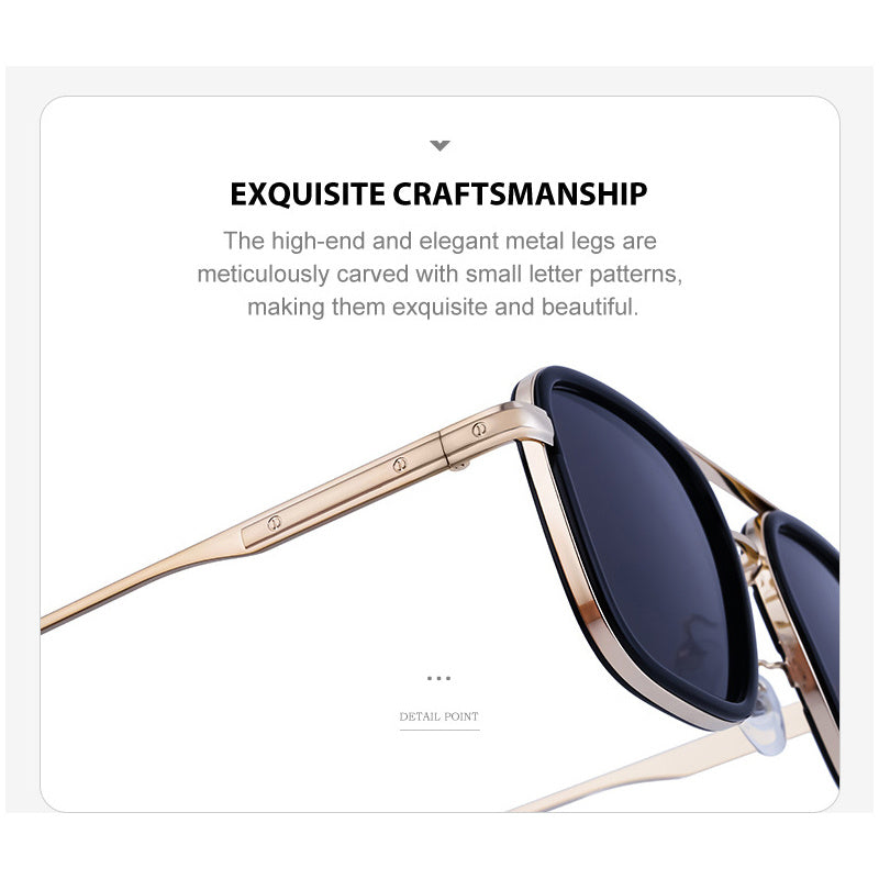 1pc Gafas De Sol Cuadradas De Estilo Punk Para Hombres, Gafas De Sol De Conducción De Doble Haz De Metal Vintage