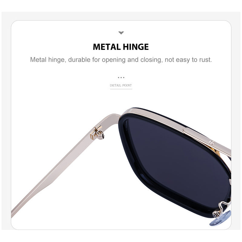 1pc Gafas De Sol Cuadradas De Estilo Punk Para Hombres, Gafas De Sol De Conducción De Doble Haz De Metal Vintage