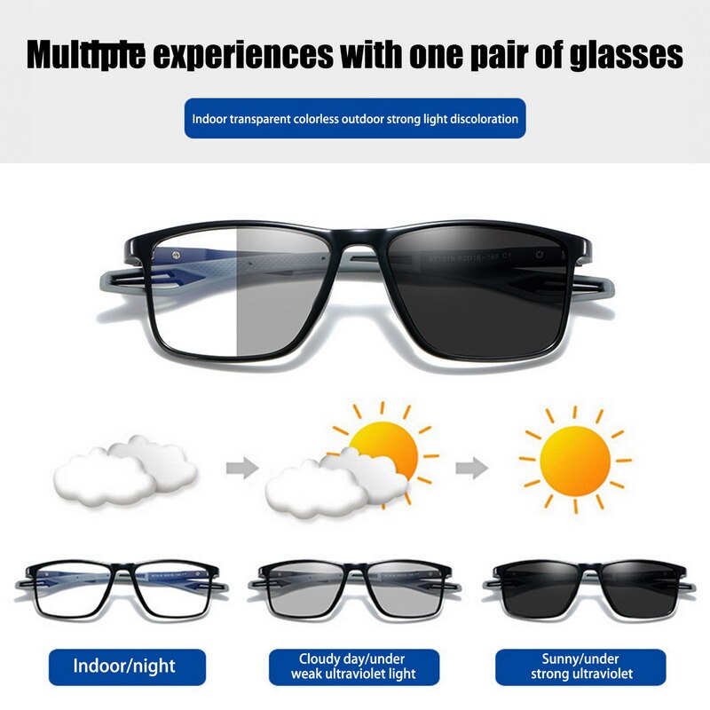 1pc Gafas Multifocales Con Lentes Fotocromáticas Para Hombres, Gafas Deportivas Antideslizantes De Doble Uso +1.0 A +4.0