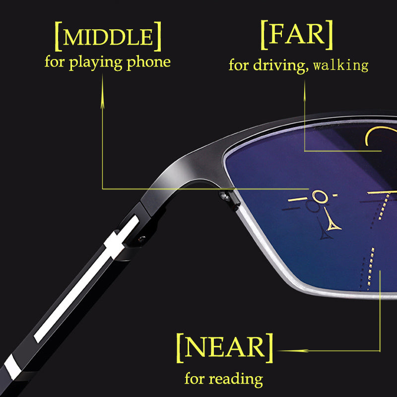 1pc Gafas Progresivas Multifocales Inteligentes Para Hombres Con Fotoquímica, Gafas Unisex TR90 Para Ordenador Con Zoom Automático