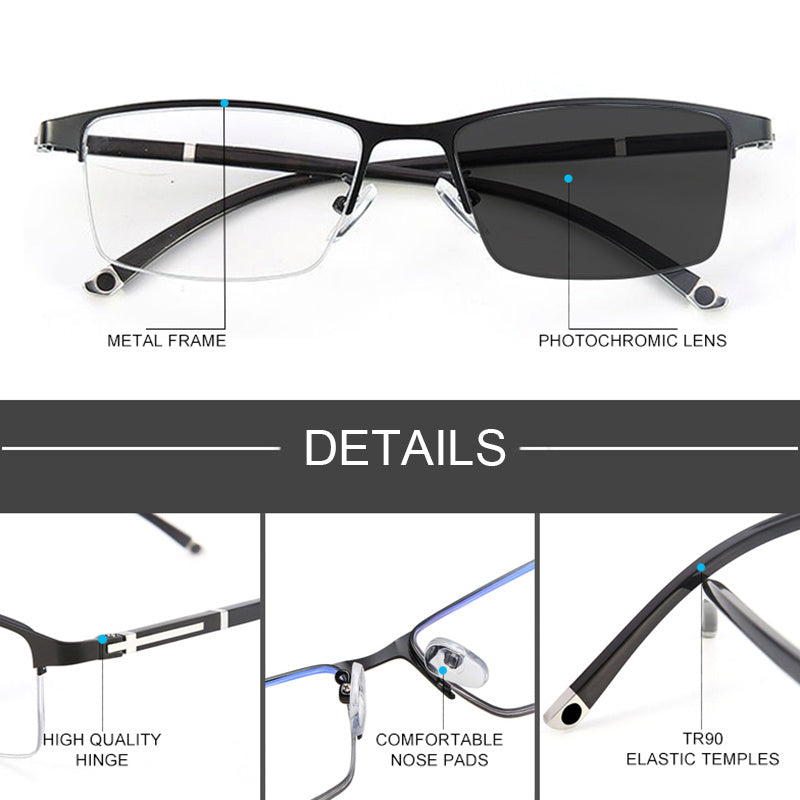 1pc Gafas Progresivas Multifocales Inteligentes Para Hombres Con Fotoquímica, Gafas Unisex TR90 Para Ordenador Con Zoom Automático