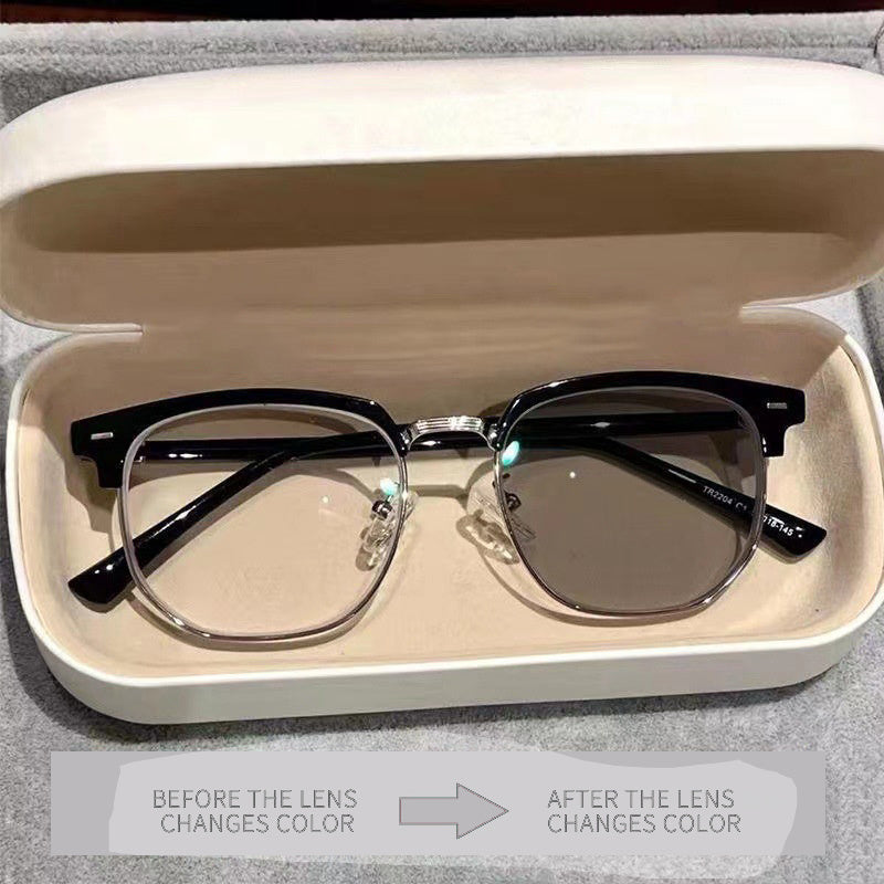 Monturas De Gafas Retro Para Hombre Y Mujer, Lentes Planas Que Cambian De Color Con Luz Anti-azul, A La Moda, 1 Ud.