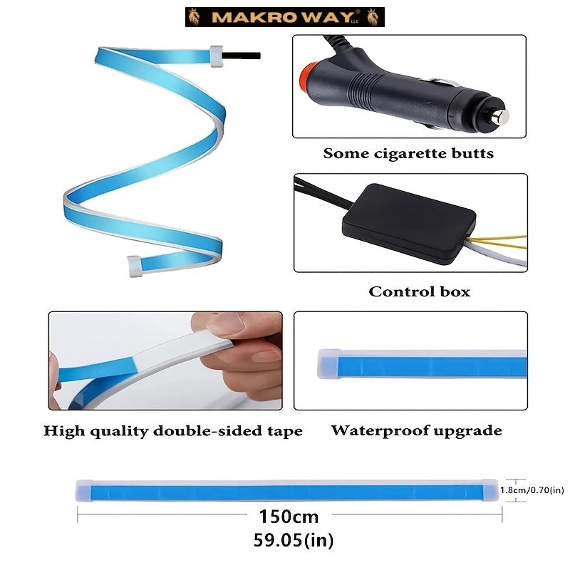 Tira de luz LED para coche: Resistente al agua, recargable y decorativa