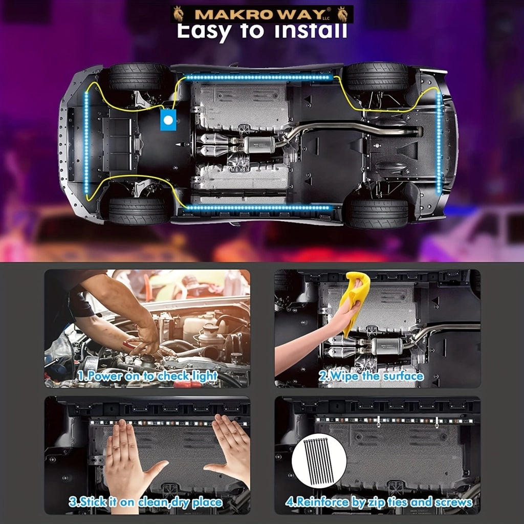 Upgrade Your Ride with 4-Piece RGB LED Light Bar for Cars - Waterproof, Music Sync, Easy Install - Limited Time Offer!