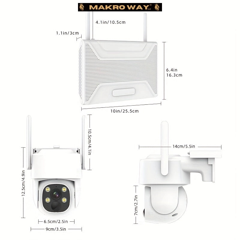 Wireless Solar Security Camera System - 360° Panoramic View, 4 Cameras, Cloud Storage" "360° Wireless Solar Security Cameras - Panoramic View, Person Detection, Cloud Storage