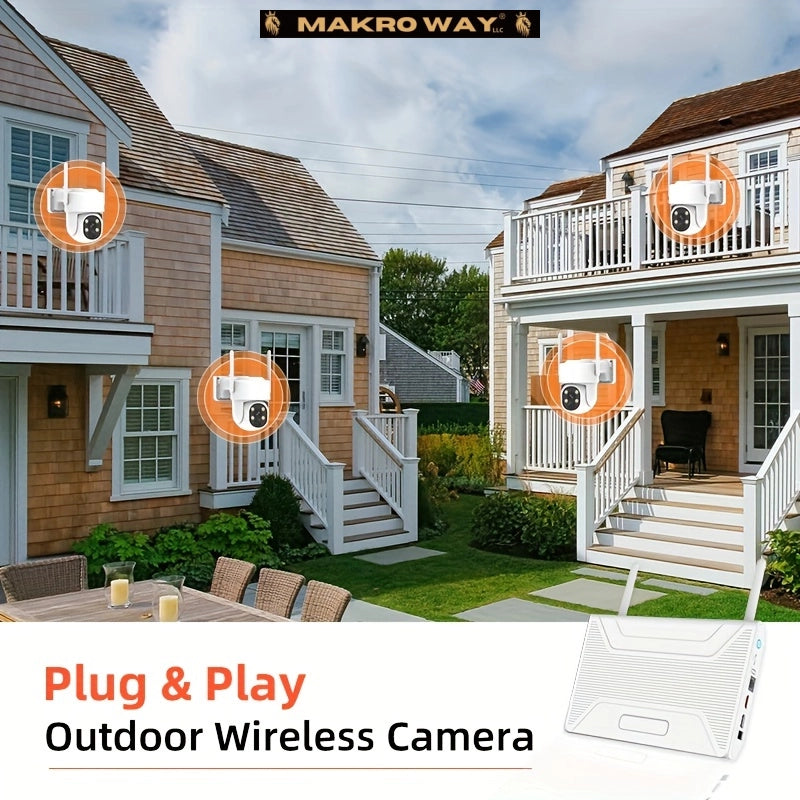 Wireless Solar Security Camera System - 360° Panoramic View, 4 Cameras, Cloud Storage" "360° Wireless Solar Security Cameras - Panoramic View, Person Detection, Cloud Storage