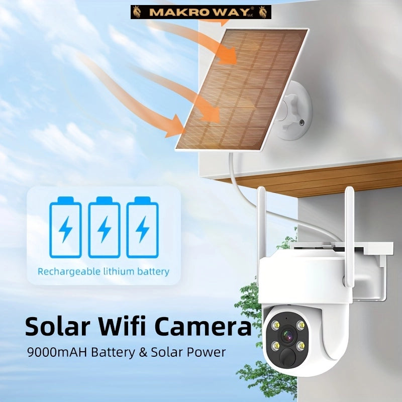 Wireless Solar Security Camera System - 360° Panoramic View, 4 Cameras, Cloud Storage" "360° Wireless Solar Security Cameras - Panoramic View, Person Detection, Cloud Storage