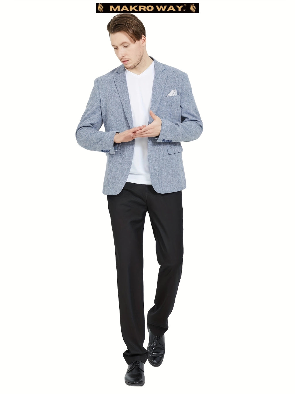 MAGE HOMBRE Chaquetas de Traje Blazer Casual Slim Fit para Hombre, Chaqueta Deportiva Ligera con Solapa de Una Muesca, Azul