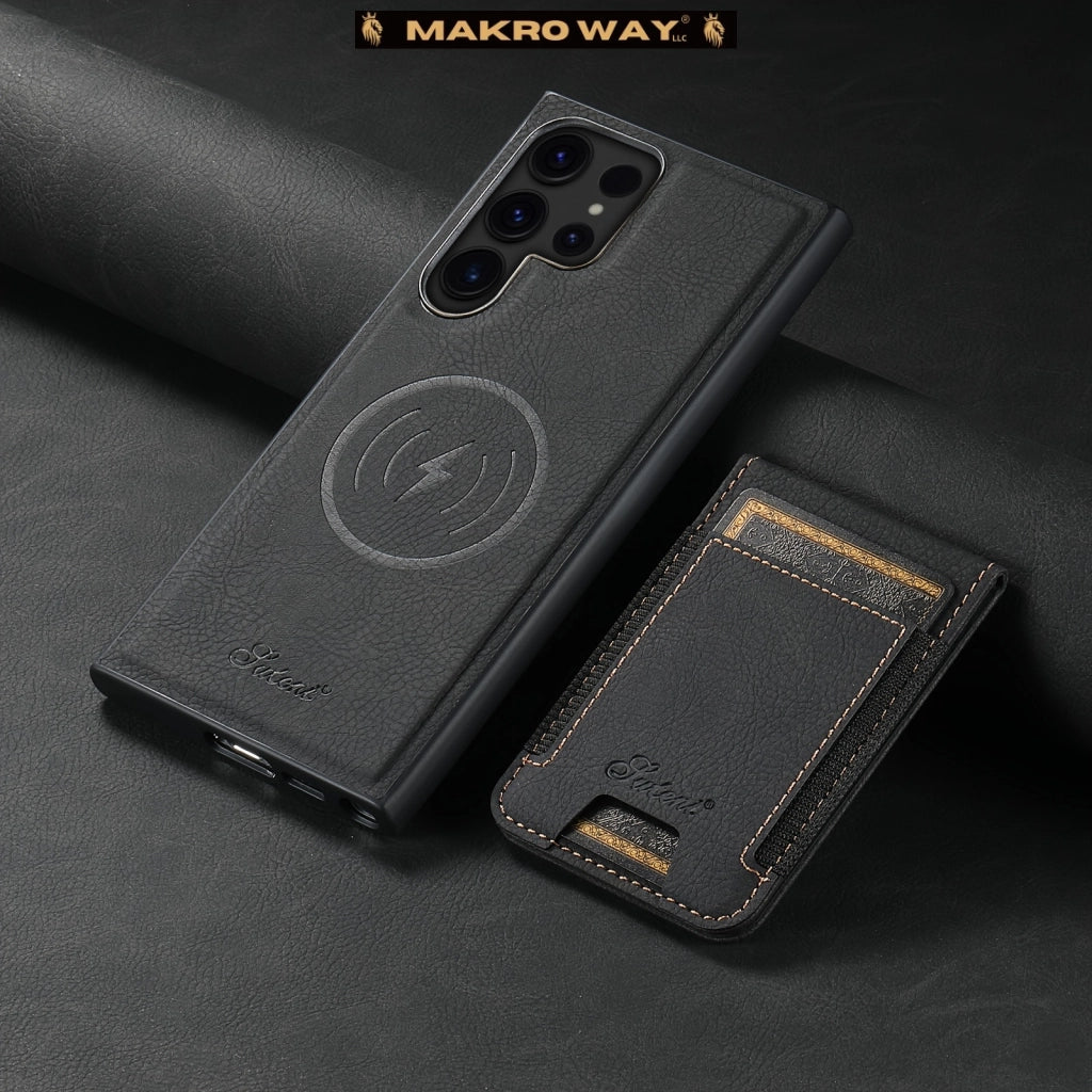 Funda de Cuero 2 en 1 con Carga Inalámbrica para Samsung