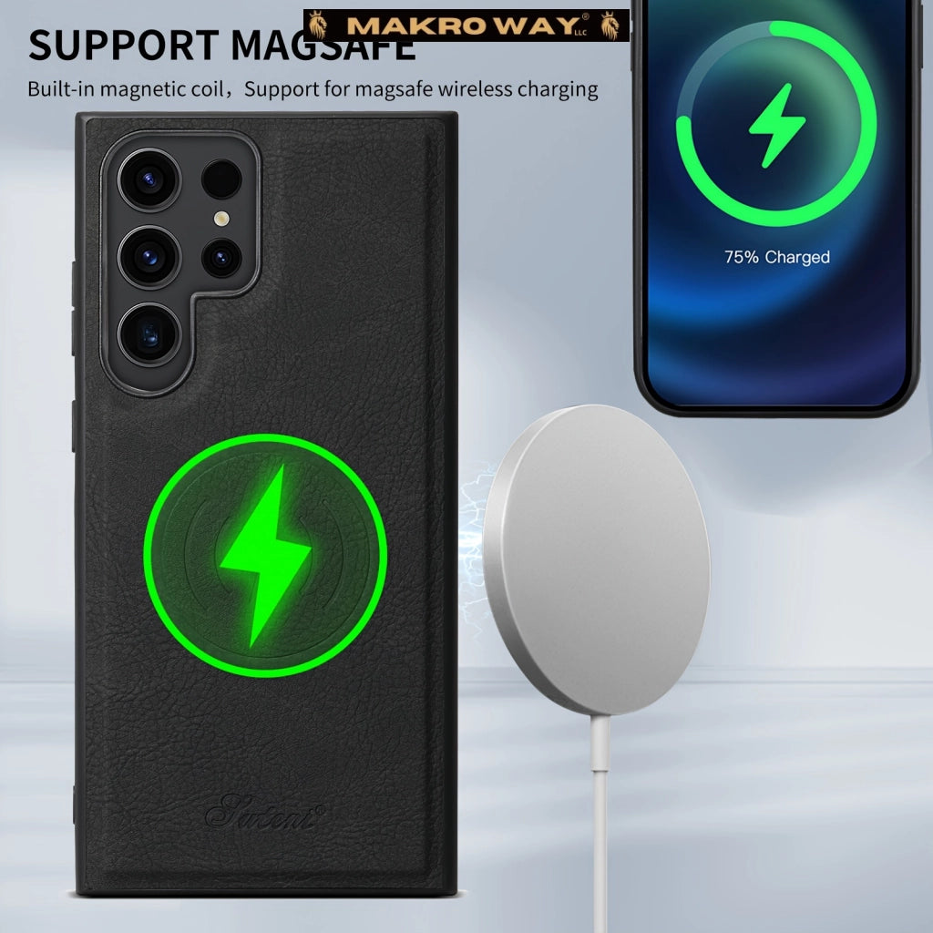 Funda de Cuero 2 en 1 con Carga Inalámbrica para Samsung