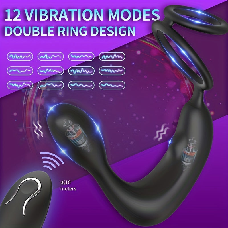 Masajeador de Próstata con Vibración y Anillo de Pene para Hombres - Juguetes Sexuales Anales para Parejas