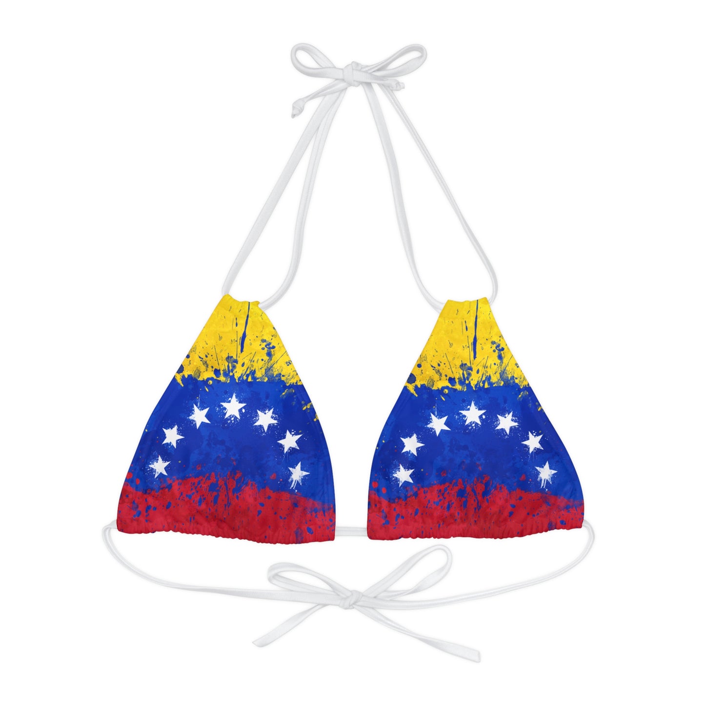 Top de bikini triangular con tiras (AOP)