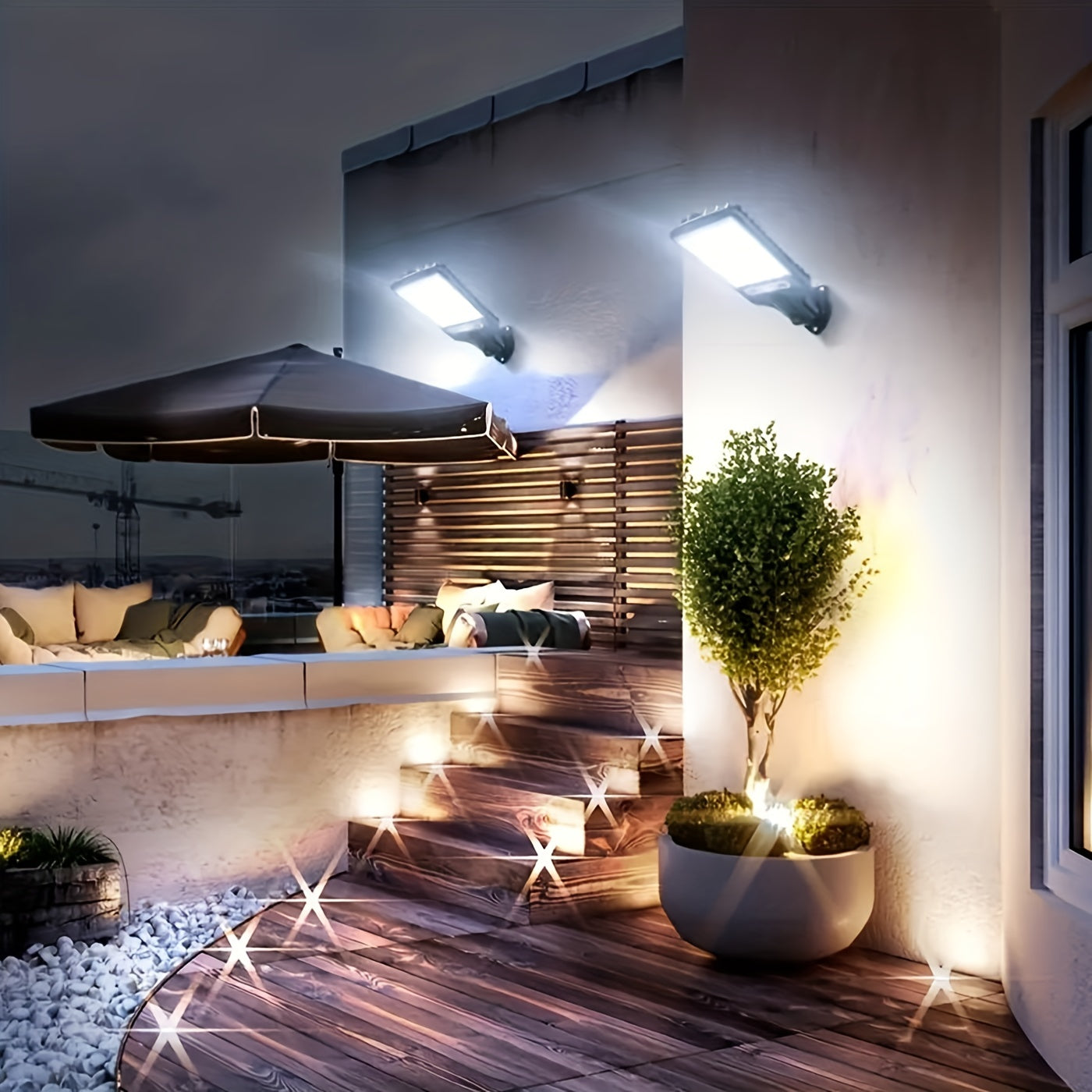 Farola Solar Para Exteriores, Luz De Jardín Con Sensor Humano, Luz De Pared LED Con Control Remoto, Luz De Jardín Impermeable