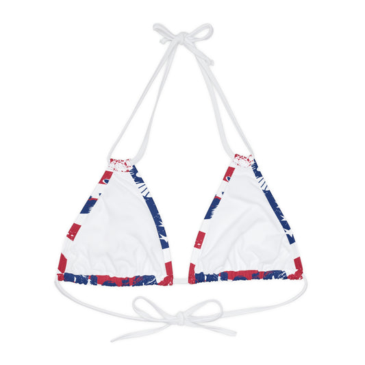 Top de bikini triangular con tiras (AOP)