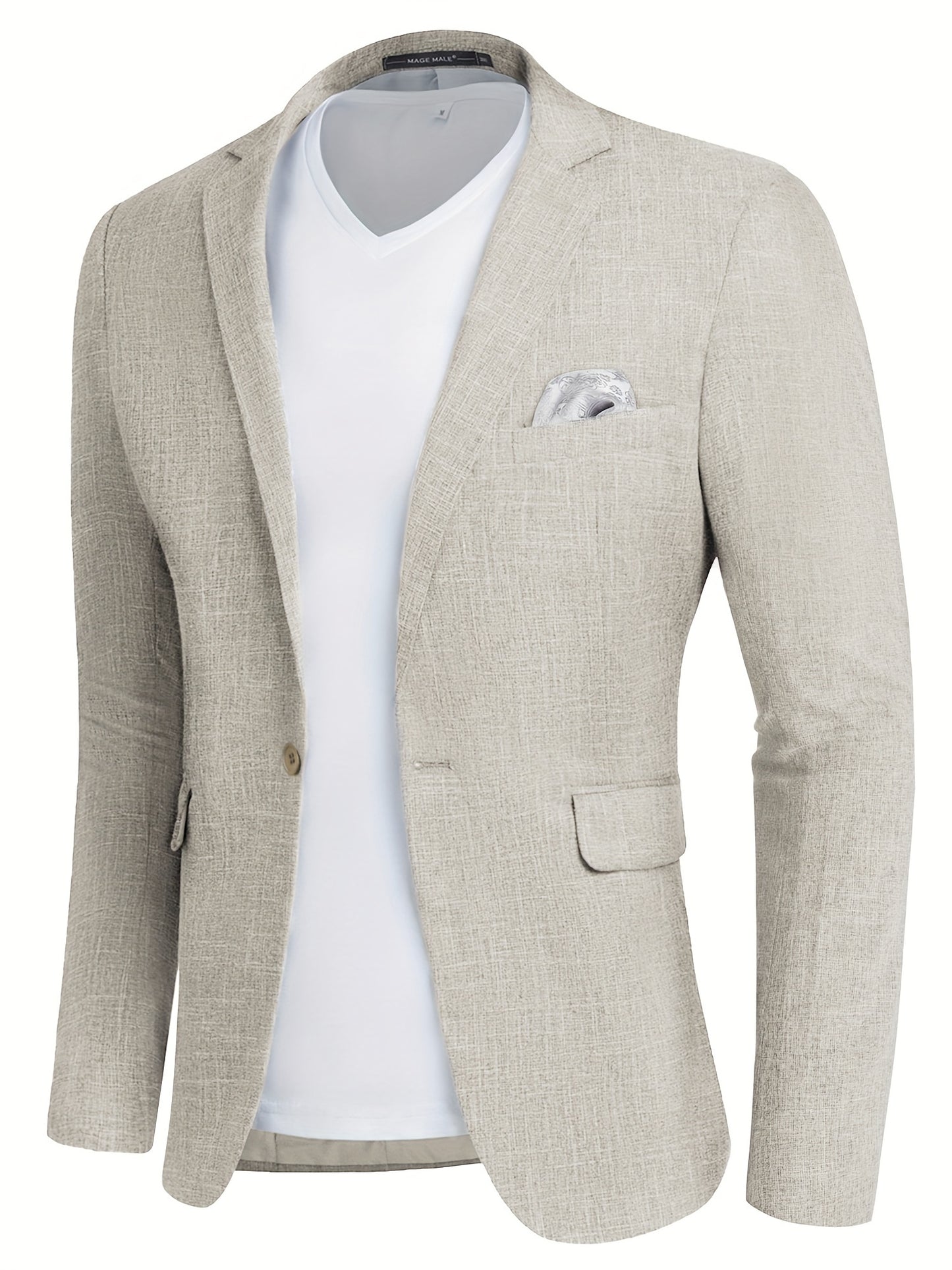 MAGE MALE Chaquetas de Traje Blazer Ajustadas para Hombre, Chaquetas Deportivas Ligeras de Un Botón, Color Caqui
