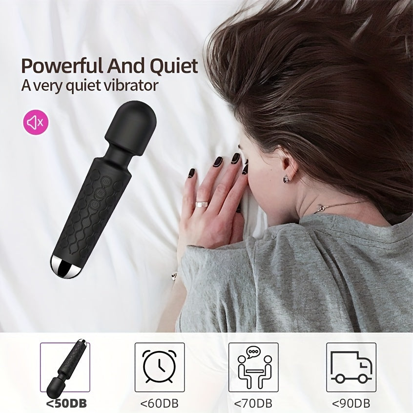 Recargable AV Stick Vibrador de 20 Frecuencias en Negro para el Placer Femenino - Suministros para Adultos