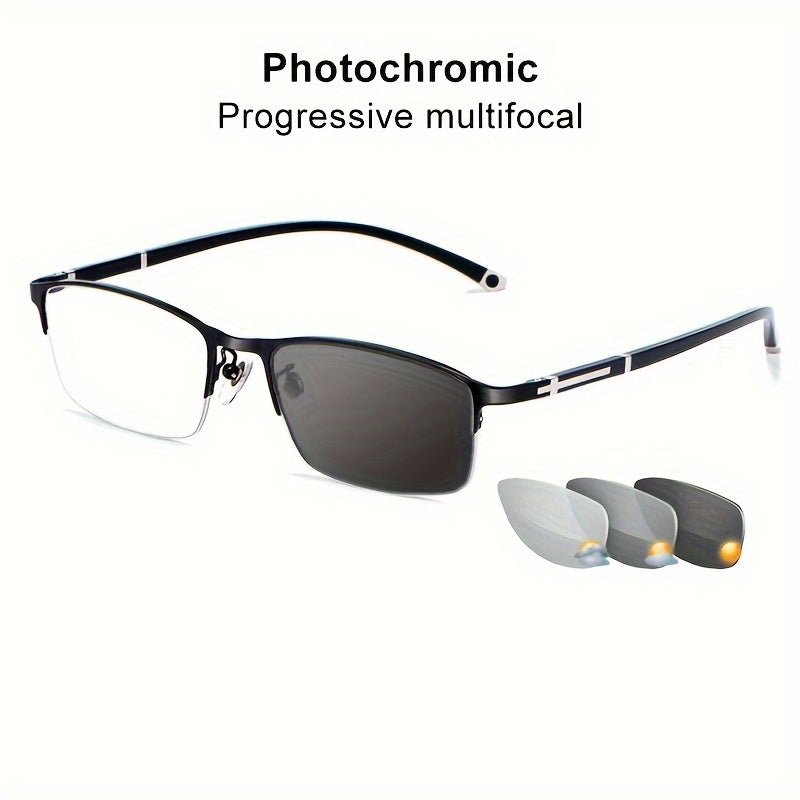 1pc Gafas Progresivas Multifocales Inteligentes Para Hombres Con Fotoquímica, Gafas Unisex TR90 Para Ordenador Con Zoom Automático