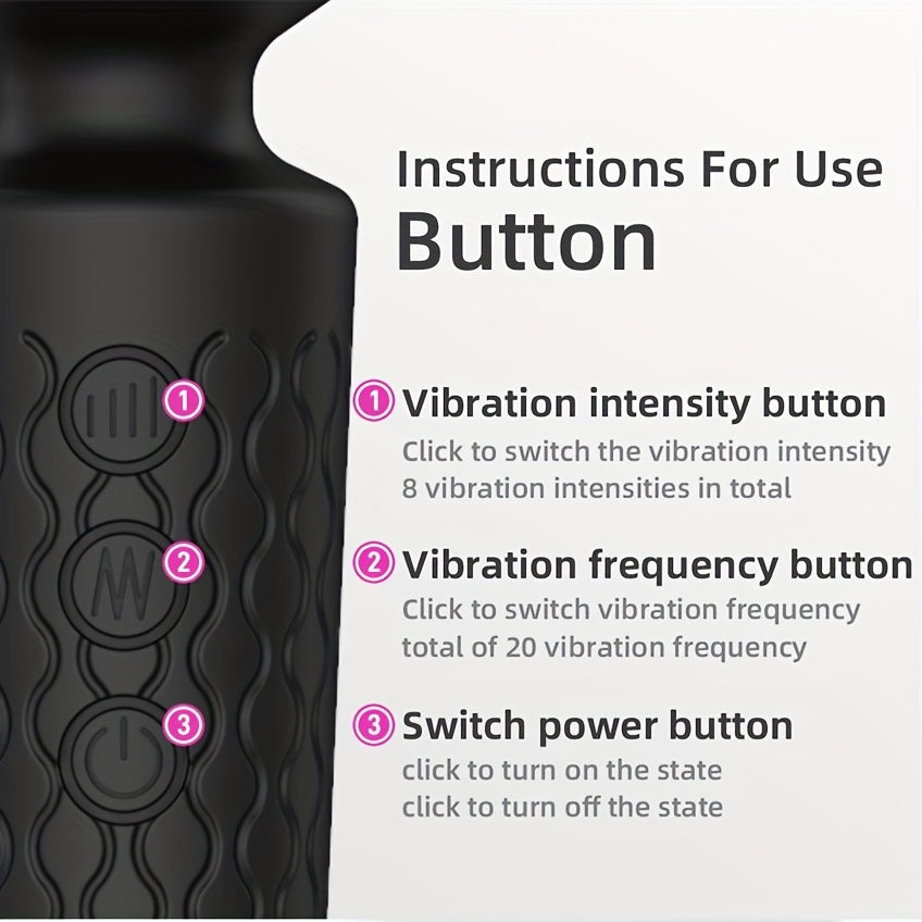 Recargable AV Stick Vibrador de 20 Frecuencias en Negro para el Placer Femenino - Suministros para Adultos