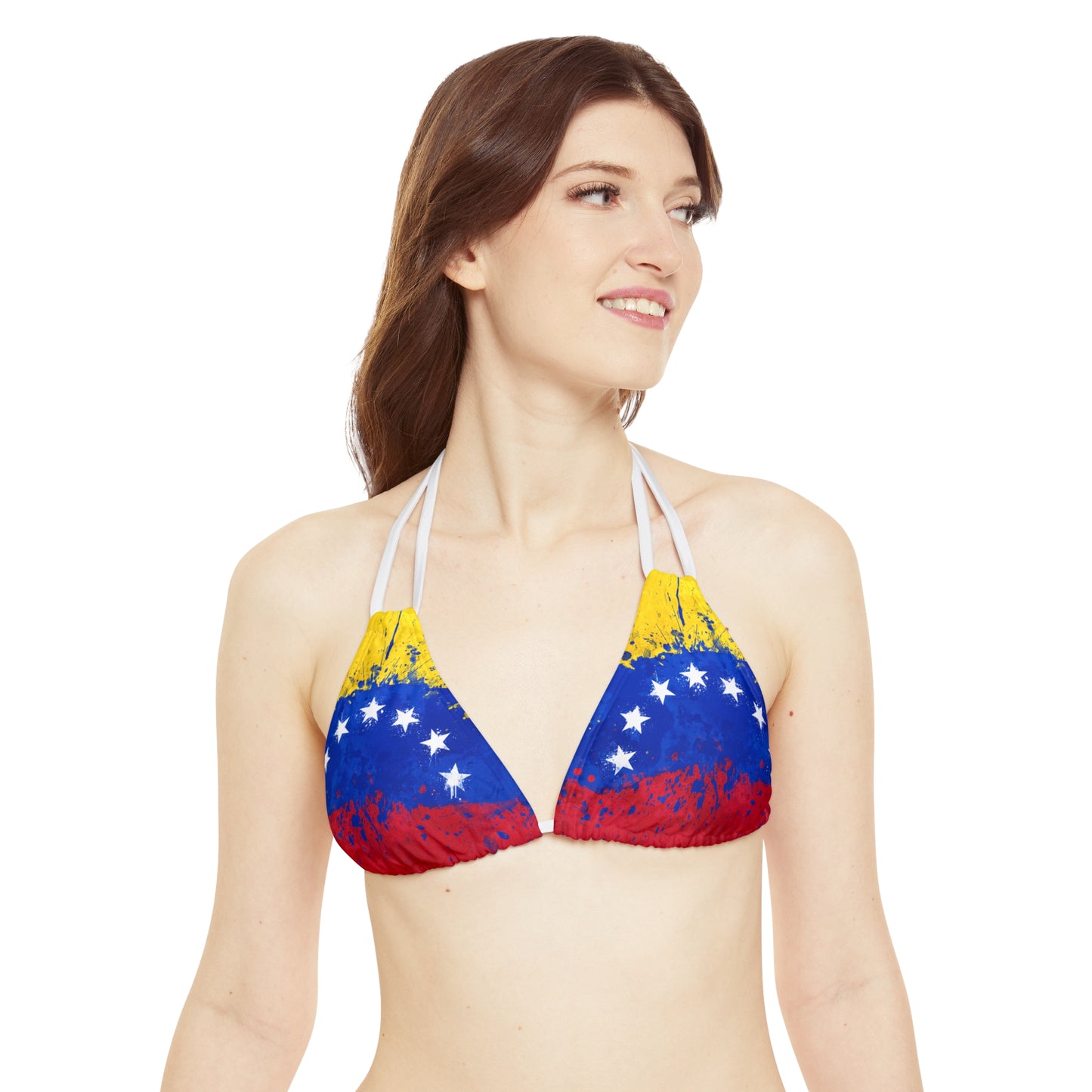 Top de bikini triangular con tiras (AOP)