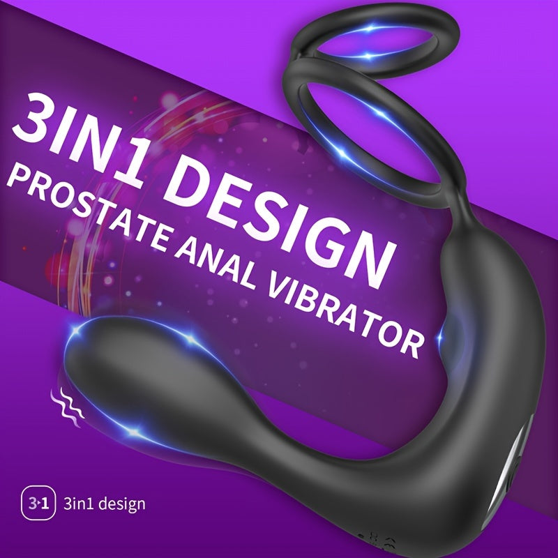 Masajeador de Próstata con Vibración y Anillo de Pene para Hombres - Juguetes Sexuales Anales para Parejas