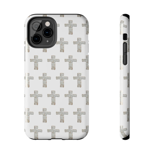 Cross Pattern Tough Phone Case — Minimalist Religious Christian Design