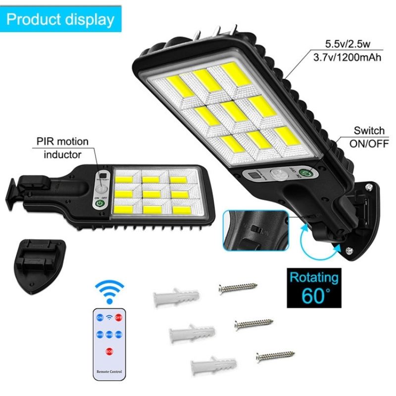 Hot Sale Solar Street Lights Outdoor 117 COB Wireless Solar Security Wall Lamp Motion Sensor with 3 Modes for Front Door Garden