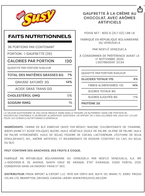 Galletas Susy venezolanas 18 unidades de 1.76 oz cada una