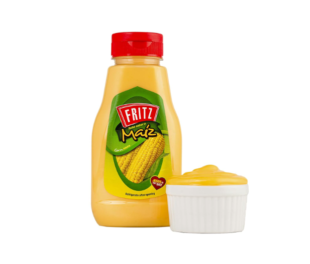 FRITZ Salsa de maíz (8.47 oz) - Especialmente ideal para perros calientes, hamburguesas, sándwiches, macarrones con queso, nachos y verduras - Deliciosa para salsas