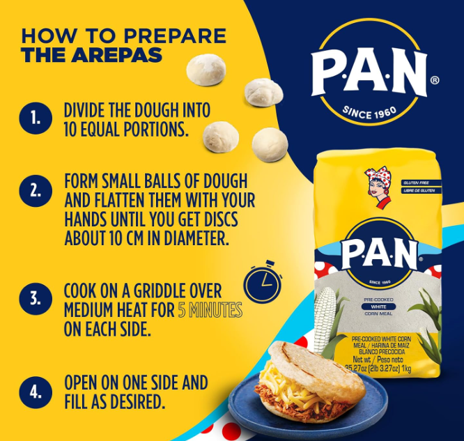 P.A.N. Harina de maíz blanco – Harina precocinada sin gluten y Kosher para Arepas (2.2 libras / paquete de 1)