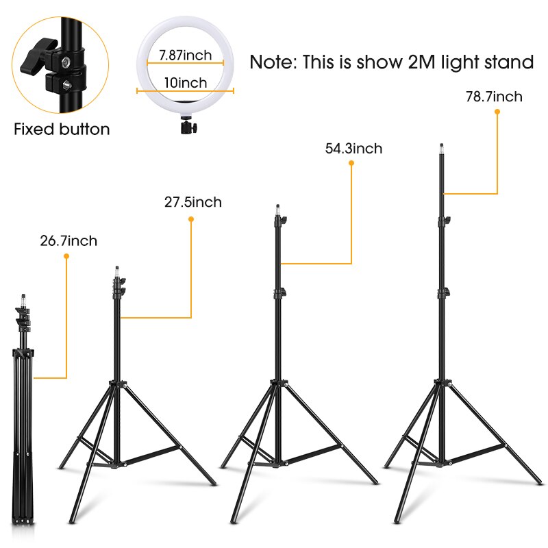 Ring Lamp For Phone 10'' 3modes,10 Brightness USB LED Lights With Tripod Selfie Photo Video Beauty Lampe For Stream Aro De Luz