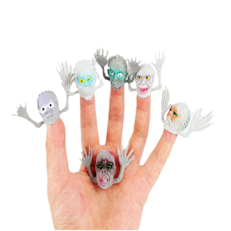 6pcs/set different characters Novel PVC Ghost Finger Puppet For Telling Stories Halloween Funny Toy Action Figure Toy