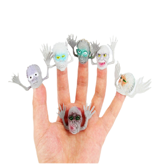 6pcs/set different characters Novel PVC Ghost Finger Puppet For Telling Stories Halloween Funny Toy Action Figure Toy