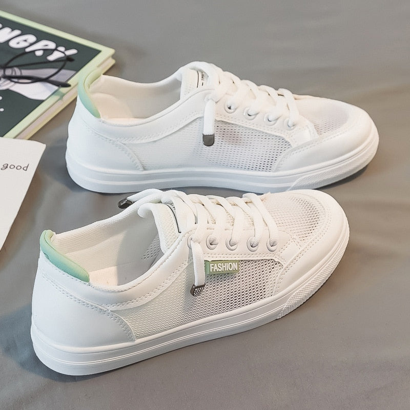 Women Shoes 2022 Comfort Breathable White Shoes Women Non Slip Lace Up Sneakers Women Fashion Mesh Casual Sport Shoes Zapatos