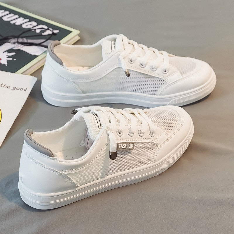 Women Shoes 2022 Comfort Breathable White Shoes Women Non Slip Lace Up Sneakers Women Fashion Mesh Casual Sport Shoes Zapatos