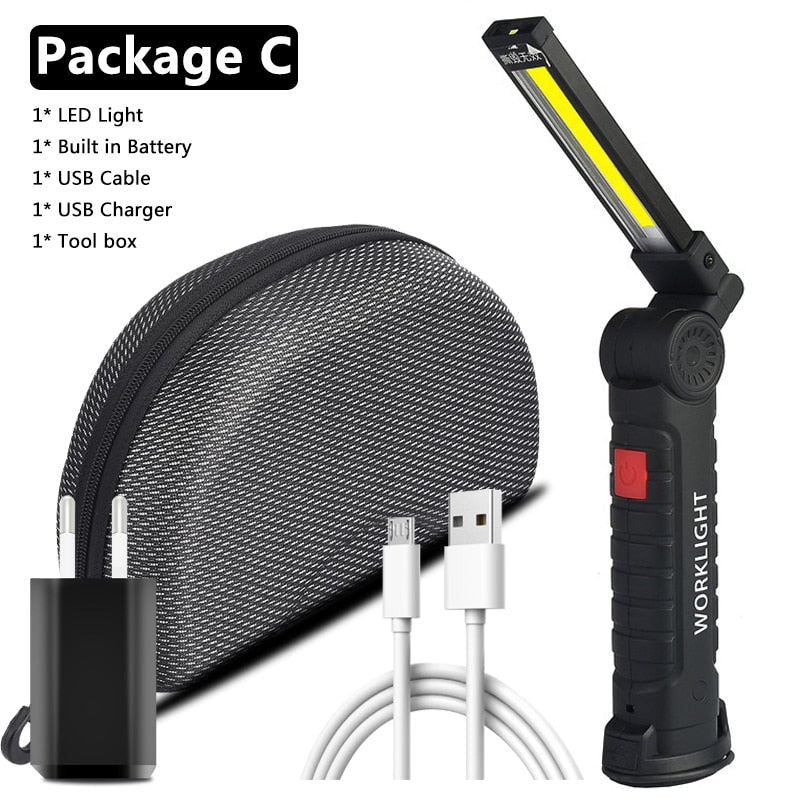 Portable Lantern Flashlight Power By 2*18650 Battery LED COB Magnetic Work Lighting Linternas for Camping Night Fishing Lamp