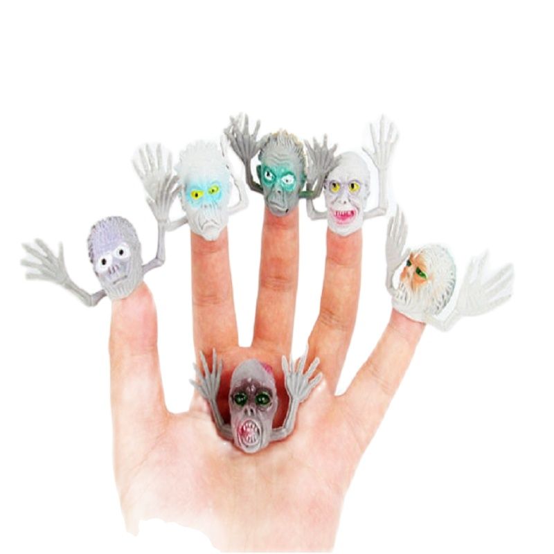 6pcs/set different characters Novel PVC Ghost Finger Puppet For Telling Stories Halloween Funny Toy Action Figure Toy