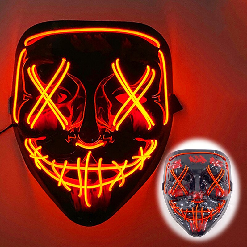 LED Halloween Mask Luminous Neon Mask Glow In The Dark Mascaras Halloween Party Costume Cosplay Masques Props Horror Mask