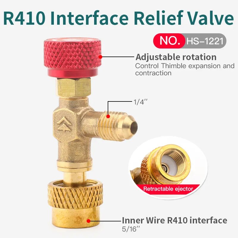 HS R410a R22 Refrigeration Tool Air conditioning Safety Valve Adapter Fitting Refrigeration Charging Copper Adapter For R410A
