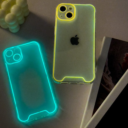 Fashion Luminous Neon Transparent Phone Case for iPhone 14 Plus 11 12 13 14 Pro Max X XR XS Max Soft Silicone Clear Cover Shell