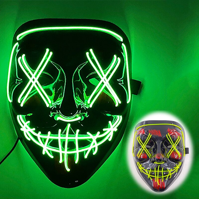LED Halloween Mask Luminous Neon Mask Glow In The Dark Mascaras Halloween Party Costume Cosplay Masques Props Horror Mask