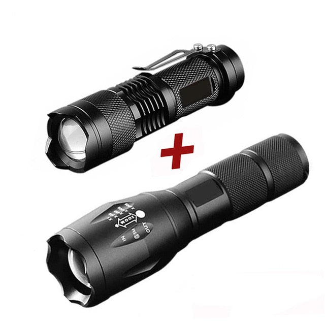 Powerful Tactical LED Flashlight Set Q5 T-6 Zoomable Portable Linternas LED Outdoor Waterproof Torch Light For Camping