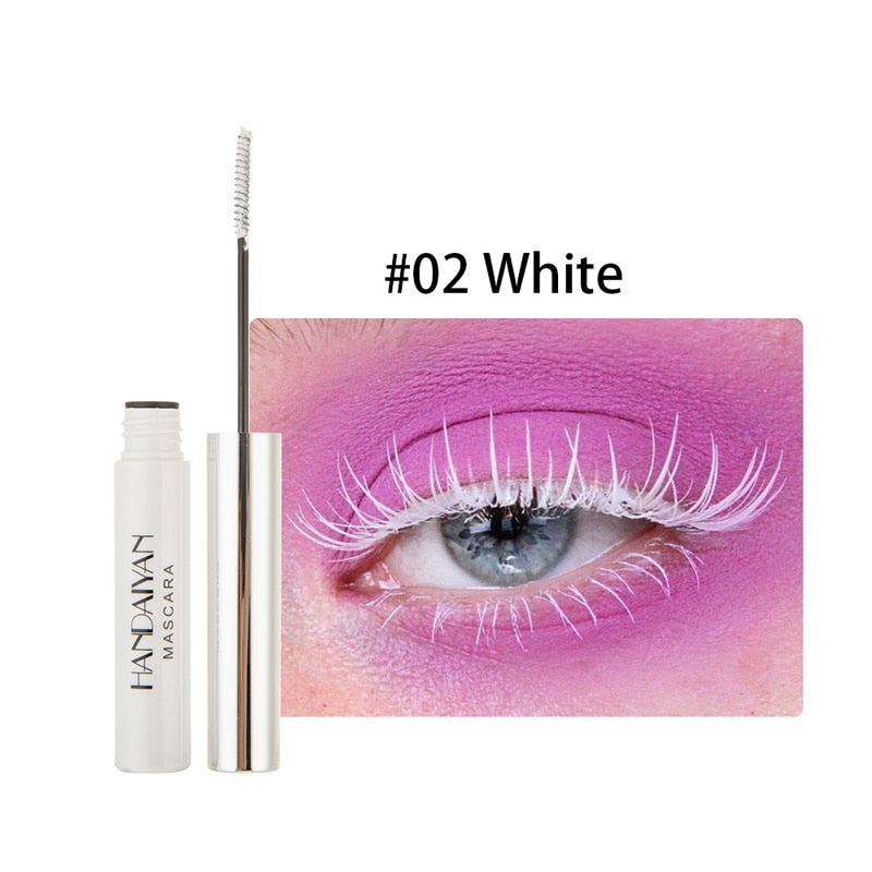 HANDAIYAN White Mascara Eyelashes Curling Liquid Pen Mascaras Eye Makeup Eye Lash Thick Cosmetics Tool Lengthening Colored Brush