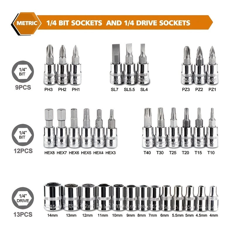 46pcs Juego De Herramientas De Reparación De Automóviles, Llave De Torque De Trinquete, Llave De Trinquete, Destornillador, Juego De Herramientas De Combinación De Enchufes, Kit De Herramientas Mecánicas Para Reparación De Automóviles Y Bicicletas