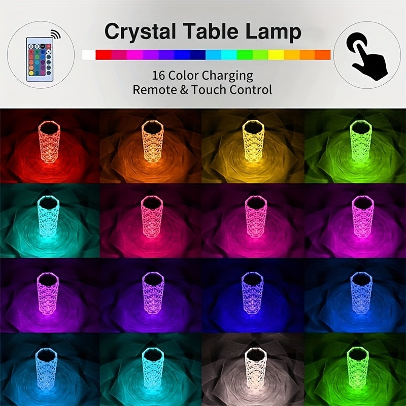 16 Colores Cambiantes RGB LED Rosa Lámpara Táctil - Perfecta Para Bar, Dormitorio, Regalo Para Amante - Control Remoto Y Táctil, Carga Y Alimentación USB